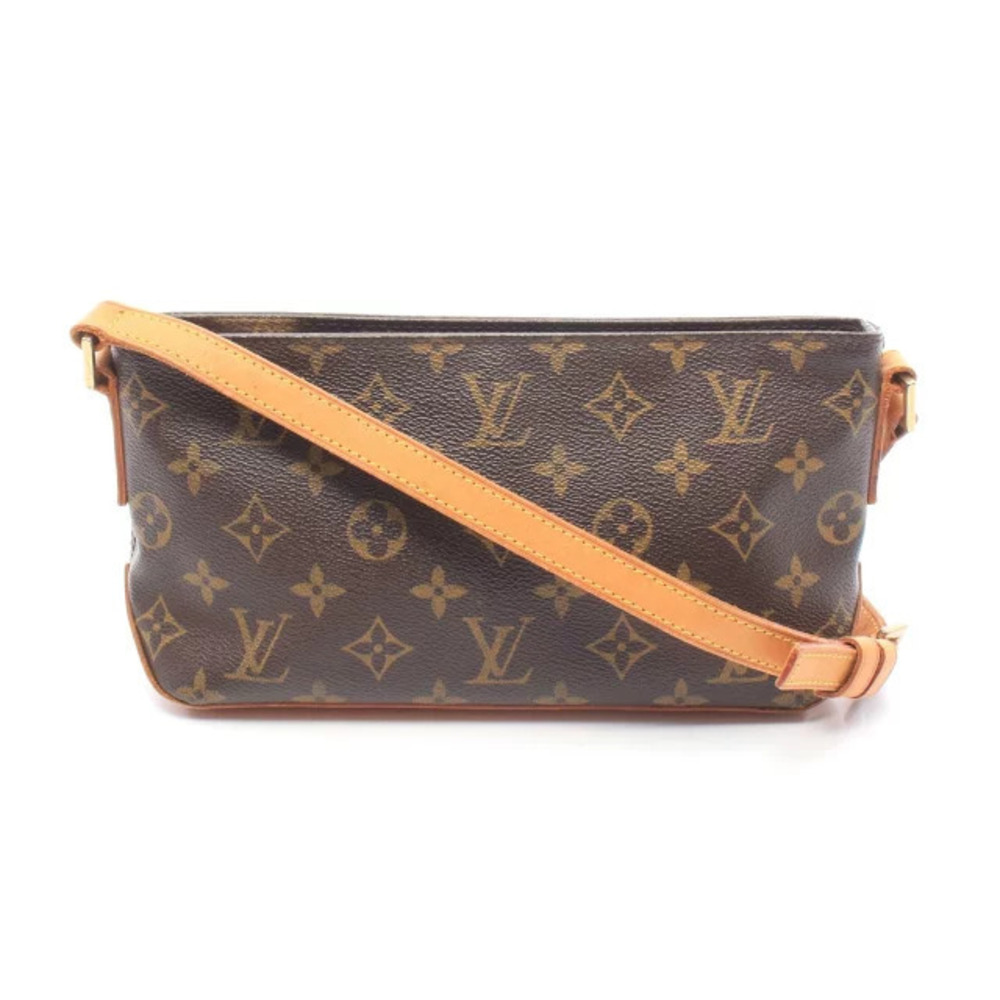 Louis Vuitton Trotteur Monogram Canvas Leather Shoulder Bag Brown